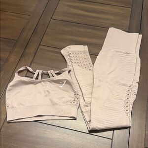 Gymshark Seamless Light Tan Sports Bra and Leggings Set